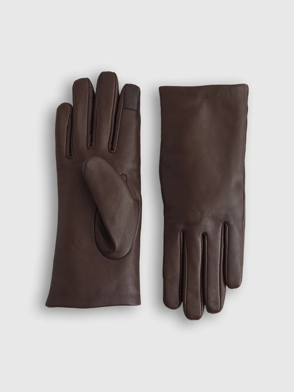 QUINCE Cashmere Lined Leather Gloves Medium Chocolate 8237